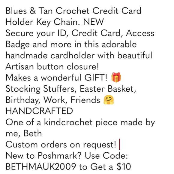 NEW ID Card Holder Credit Badge Key Chain Crochet HANDCRAFTED - Picture 3 of 5